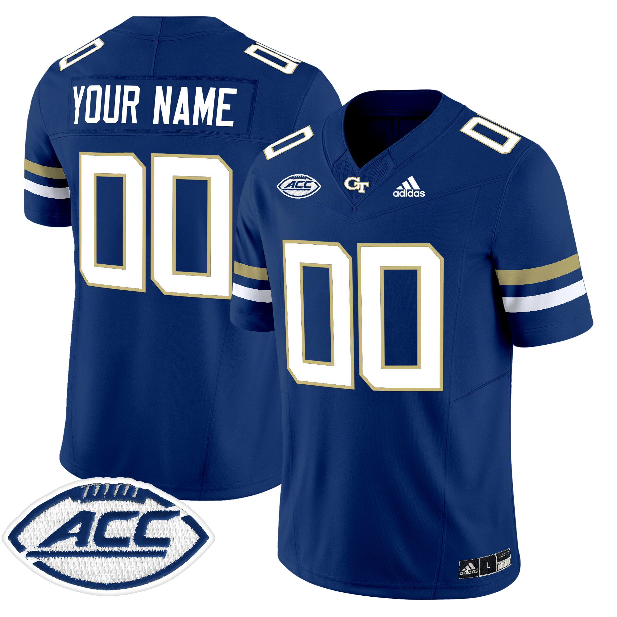 Men Georgia Tech Blue Adidas 2024 Vapor Limited Custom NCAA Jersey style 1